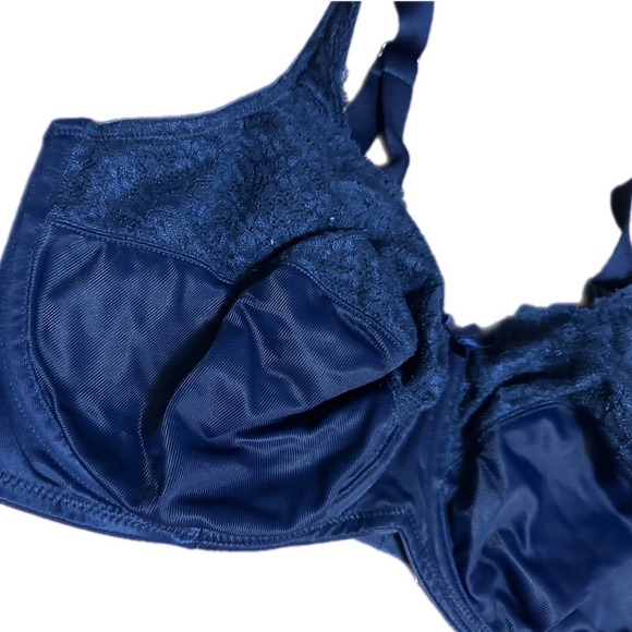 Lilyette 38DDD Navy Blue Lace Full Coverage Front Close Bra - Picture 2 of 5